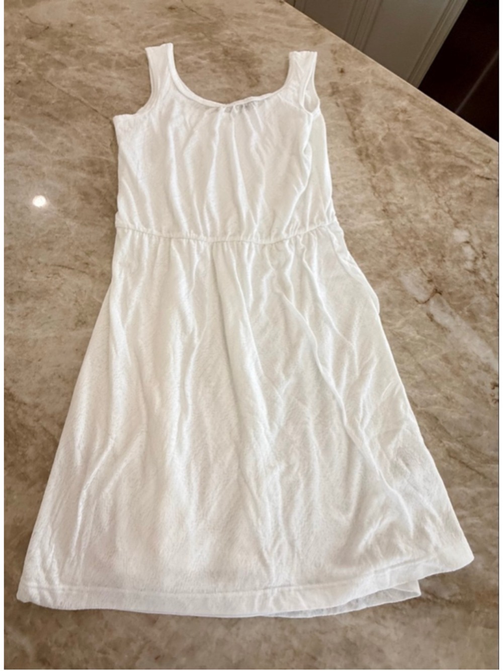 Prana White Sleeveless double layered Dress M, bright white. Relaxed fit